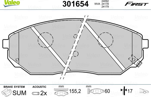 Valeo 301654 - Kit de plaquettes de frein, frein à disque cwaw.fr