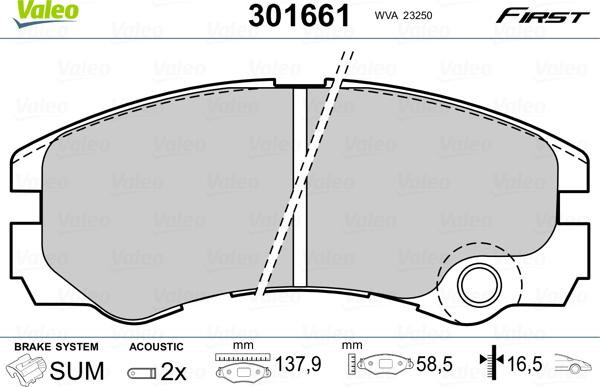 Valeo 301661 - Kit de plaquettes de frein, frein à disque cwaw.fr