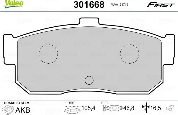 Valeo 301668 - Kit de plaquettes de frein, frein à disque cwaw.fr