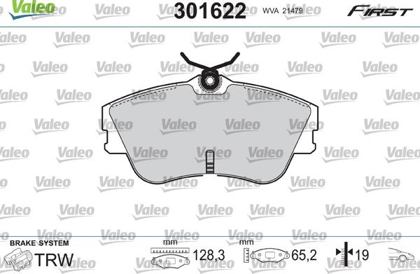 Valeo 301622 - Kit de plaquettes de frein, frein à disque cwaw.fr