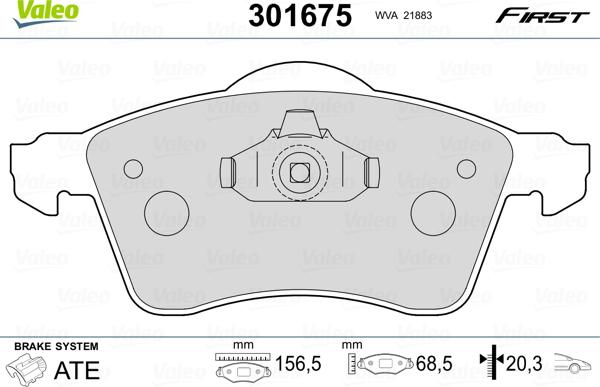 Valeo 301675 - Kit de plaquettes de frein, frein à disque cwaw.fr