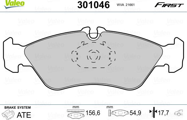 Valeo 301046 - Kit de plaquettes de frein, frein à disque cwaw.fr