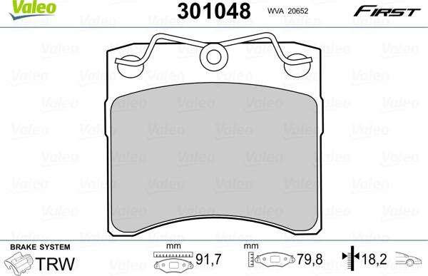 Valeo 301048 - Kit de plaquettes de frein, frein à disque cwaw.fr