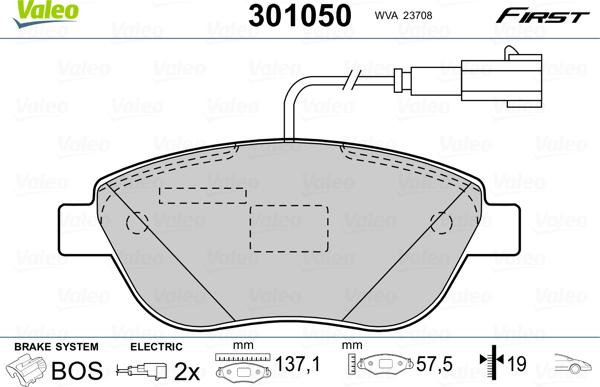 Valeo 301050 - Kit de plaquettes de frein, frein à disque cwaw.fr