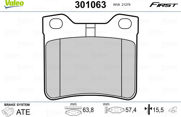 Valeo 301063 - Kit de plaquettes de frein, frein à disque cwaw.fr