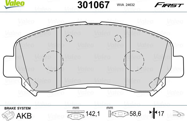 Valeo 301067 - Kit de plaquettes de frein, frein à disque cwaw.fr