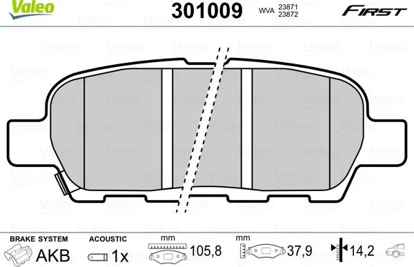 Valeo 301009 - Kit de plaquettes de frein, frein à disque cwaw.fr