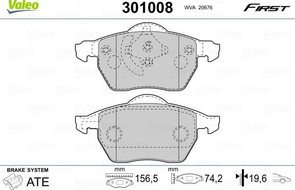 Valeo 301008 - Kit de plaquettes de frein, frein à disque cwaw.fr