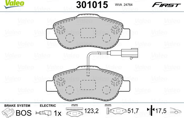 Valeo 301015 - Kit de plaquettes de frein, frein à disque cwaw.fr