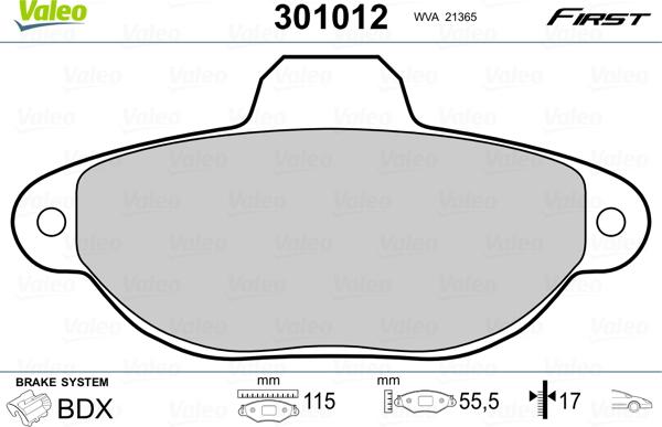 Valeo 301012 - Kit de plaquettes de frein, frein à disque cwaw.fr