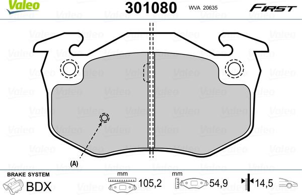 Valeo 301080 - Kit de plaquettes de frein, frein à disque cwaw.fr