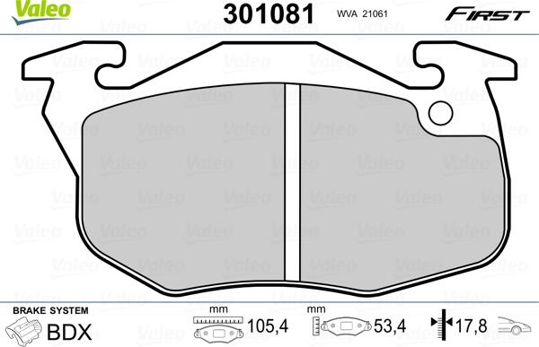 Valeo 301081 - Kit de plaquettes de frein, frein à disque cwaw.fr