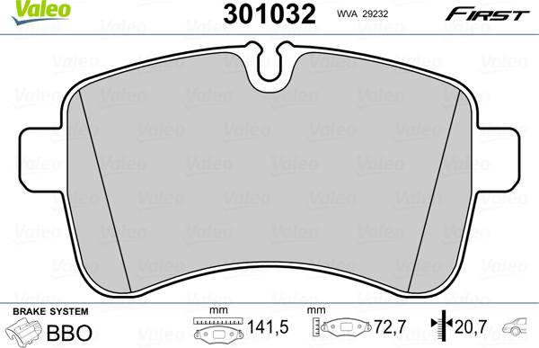 Valeo 301032 - Kit de plaquettes de frein, frein à disque cwaw.fr