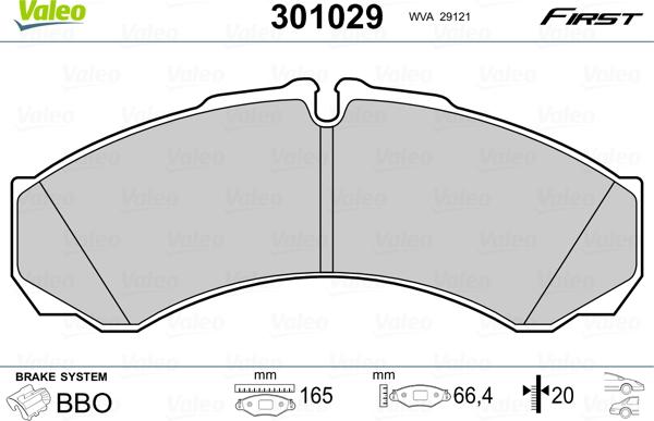 Valeo 301029 - Kit de plaquettes de frein, frein à disque cwaw.fr