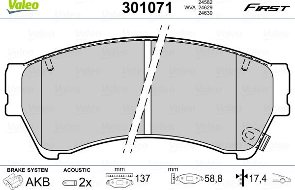 Valeo 301071 - Kit de plaquettes de frein, frein à disque cwaw.fr