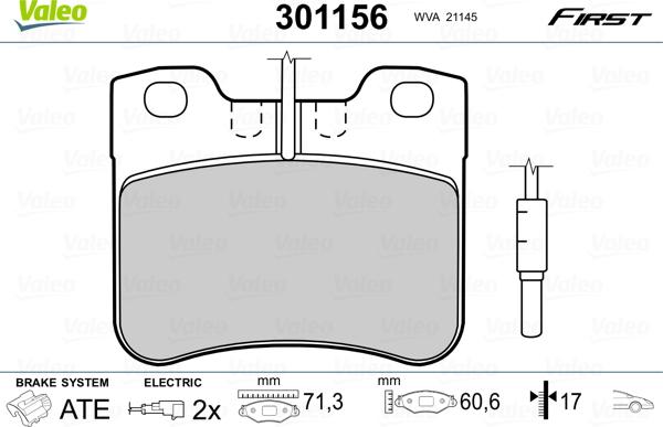 Valeo 301156 - Kit de plaquettes de frein, frein à disque cwaw.fr