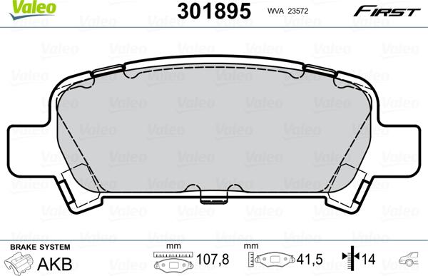 Valeo 301895 - Kit de plaquettes de frein, frein à disque cwaw.fr