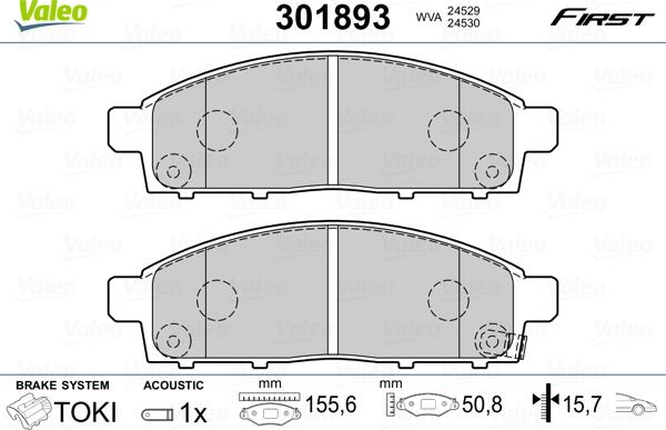 Valeo 301893 - Kit de plaquettes de frein, frein à disque cwaw.fr