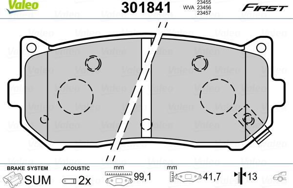 Valeo 301841 - Kit de plaquettes de frein, frein à disque cwaw.fr