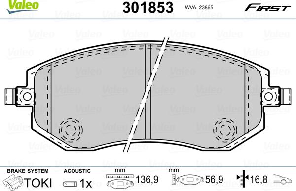 Valeo 301853 - Kit de plaquettes de frein, frein à disque cwaw.fr