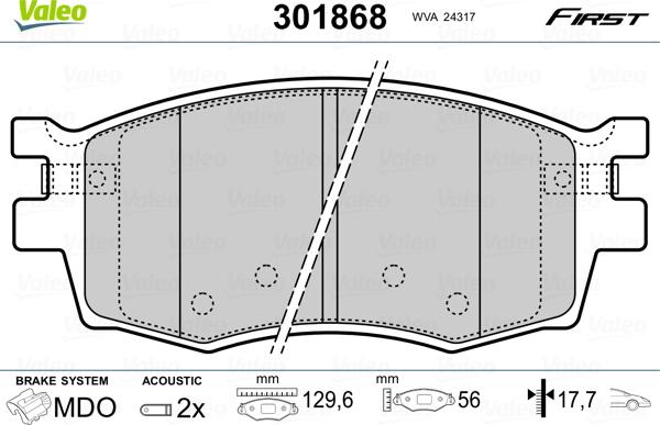 Valeo 301868 - Kit de plaquettes de frein, frein à disque cwaw.fr