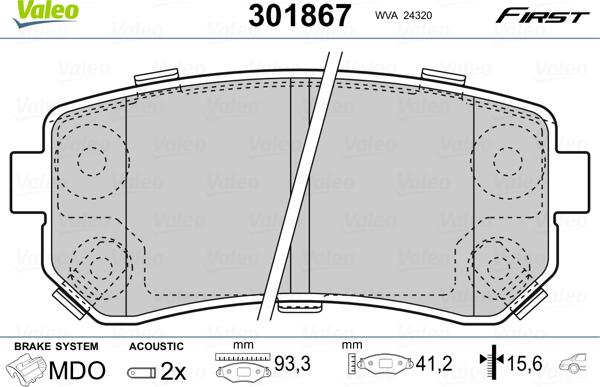 Valeo 301867 - Kit de plaquettes de frein, frein à disque cwaw.fr