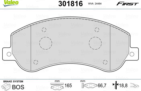 Valeo 301816 - Kit de plaquettes de frein, frein à disque cwaw.fr