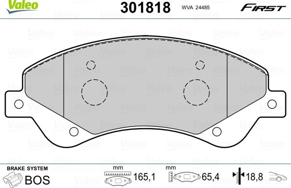 Valeo 301818 - Kit de plaquettes de frein, frein à disque cwaw.fr