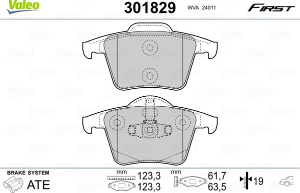 Valeo 301829 - Kit de plaquettes de frein, frein à disque cwaw.fr