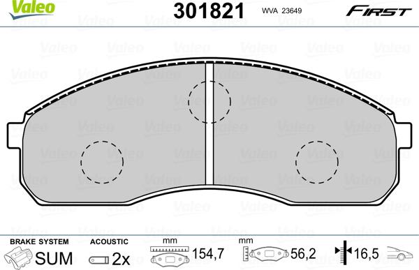 Valeo 301821 - Kit de plaquettes de frein, frein à disque cwaw.fr