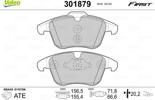 Valeo 301879 - Kit de plaquettes de frein, frein à disque cwaw.fr