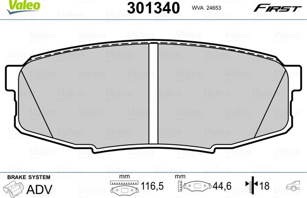 Valeo 301340 - Kit de plaquettes de frein, frein à disque cwaw.fr