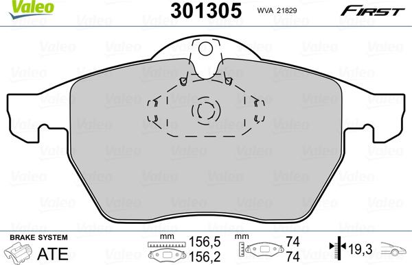 Valeo 301305 - Kit de plaquettes de frein, frein à disque cwaw.fr