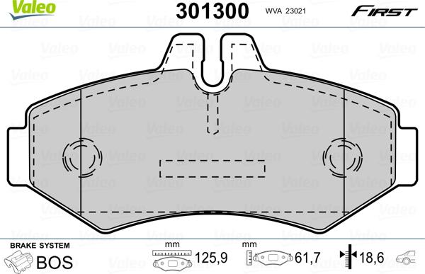 Valeo 301300 - Kit de plaquettes de frein, frein à disque cwaw.fr