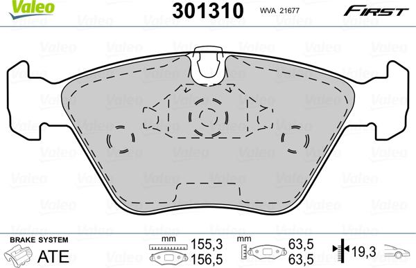 Valeo 301310 - Kit de plaquettes de frein, frein à disque cwaw.fr