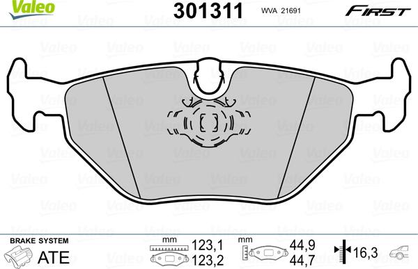 Valeo 301311 - Kit de plaquettes de frein, frein à disque cwaw.fr