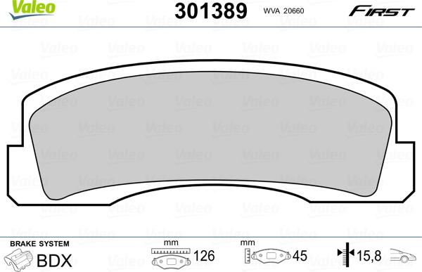 Valeo 301389 - Kit de plaquettes de frein, frein à disque cwaw.fr