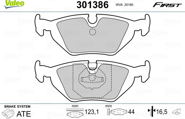 Valeo 301386 - Kit de plaquettes de frein, frein à disque cwaw.fr