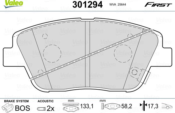 Valeo 301294 - Kit de plaquettes de frein, frein à disque cwaw.fr