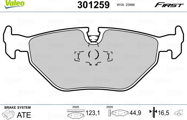 Valeo 301259 - Kit de plaquettes de frein, frein à disque cwaw.fr