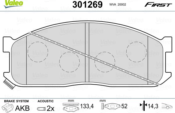 Valeo 301269 - Kit de plaquettes de frein, frein à disque cwaw.fr