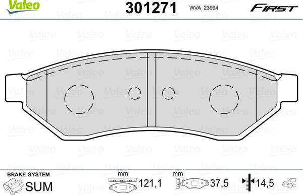 Valeo 301271 - Kit de plaquettes de frein, frein à disque cwaw.fr