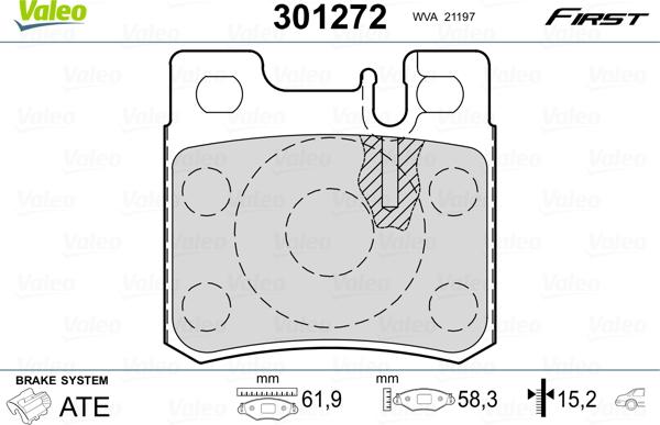 Valeo 301272 - Kit de plaquettes de frein, frein à disque cwaw.fr