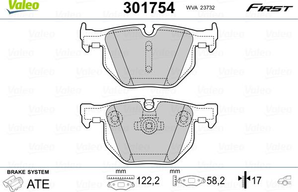 Valeo 301754 - Kit de plaquettes de frein, frein à disque cwaw.fr