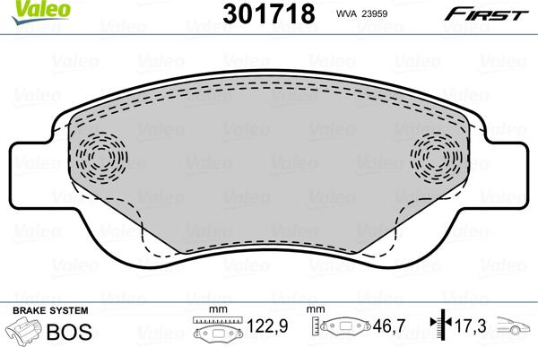 Valeo 301718 - Kit de plaquettes de frein, frein à disque cwaw.fr