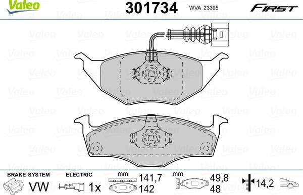 Valeo 301734 - Kit de plaquettes de frein, frein à disque cwaw.fr