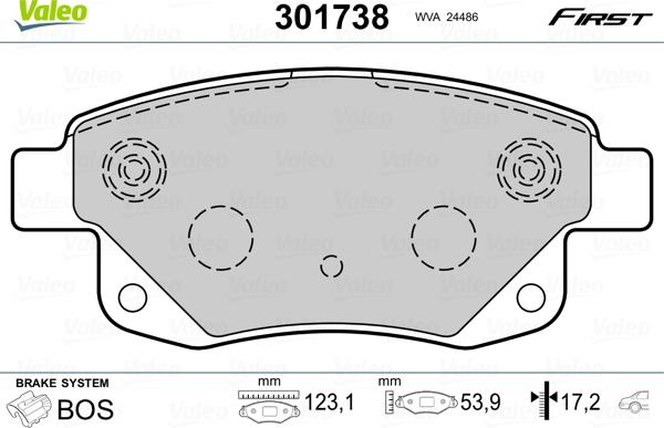 Valeo 301738 - Kit de plaquettes de frein, frein à disque cwaw.fr