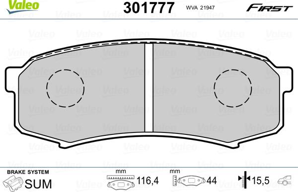 Valeo 301777 - Kit de plaquettes de frein, frein à disque cwaw.fr