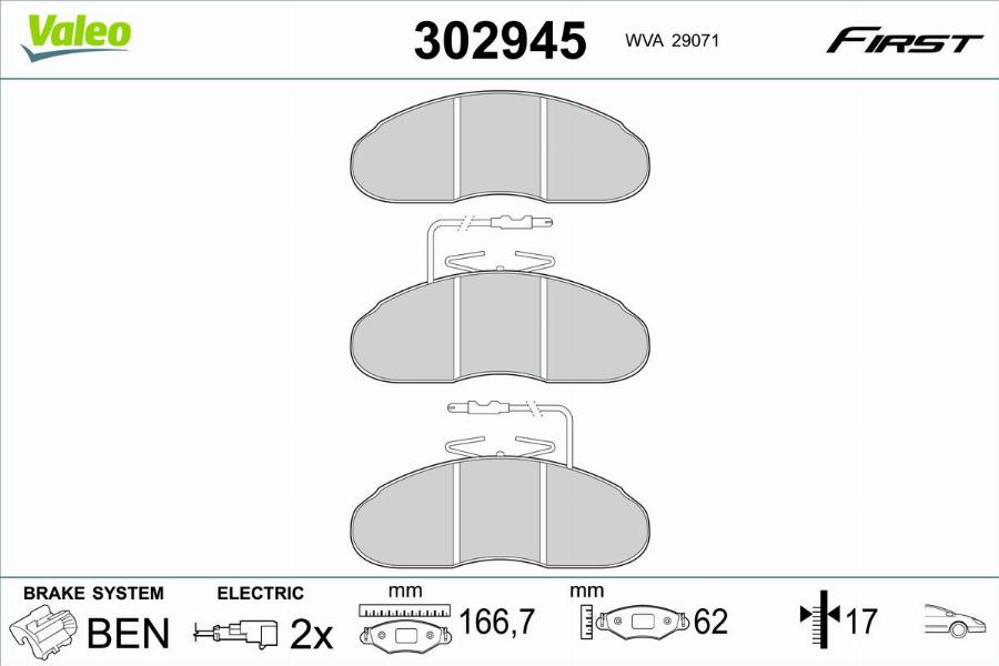 Valeo 302945 - Kit de plaquettes de frein, frein à disque cwaw.fr