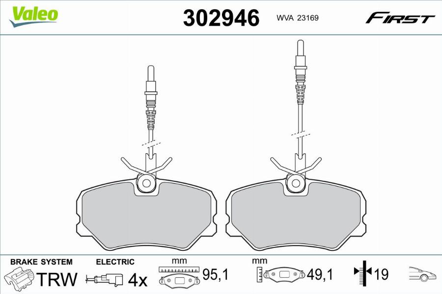 Valeo 302946 - Kit de plaquettes de frein, frein à disque cwaw.fr